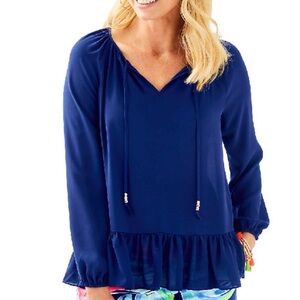 Lilly Pulitzer Navy Tensley Blouse, Small